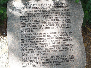 LGBT stone marker at the NYC Holocaust Memorial Park